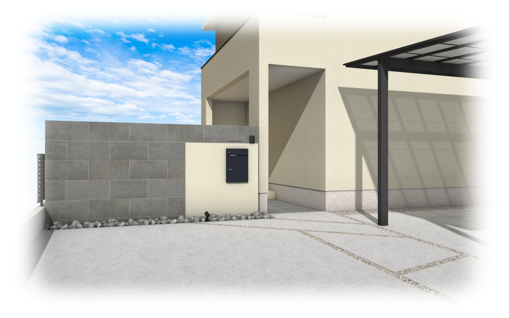 門壁,門柱,外構,岐阜,宅配ボックス