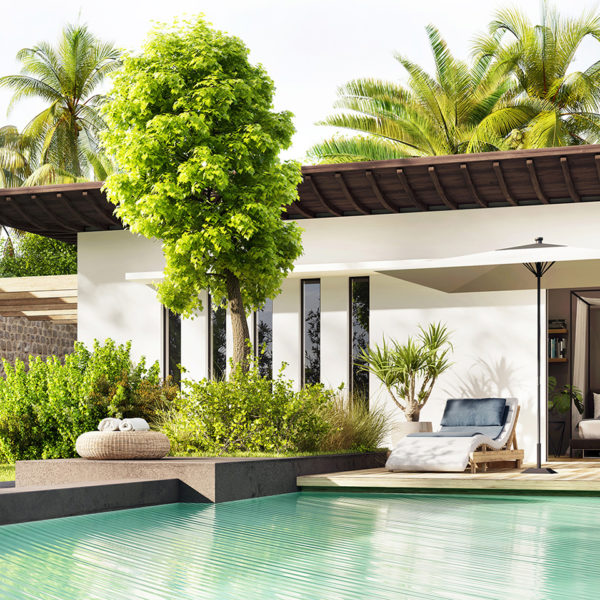 お庭がリゾート空間に